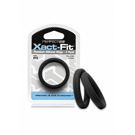 PERFECT FIT Xact-Fit 15 Premium Silikon Penisring 2 Stk 38,0mm Schwarz