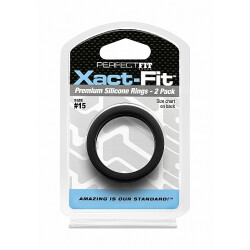 PERFECT FIT Xact-Fit 15 Premium Silikon Penisring 2 Stk 38,0mm Schwarz