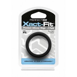 PERFECT FIT Xact-Fit 16 Premium Silikon Penisring 2 Stk 40,5mm Schwarz