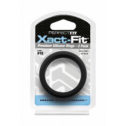 PERFECT FIT Xact-Fit 18 Premium Silikon Penisring 2 Stk 45,5mm Schwarz