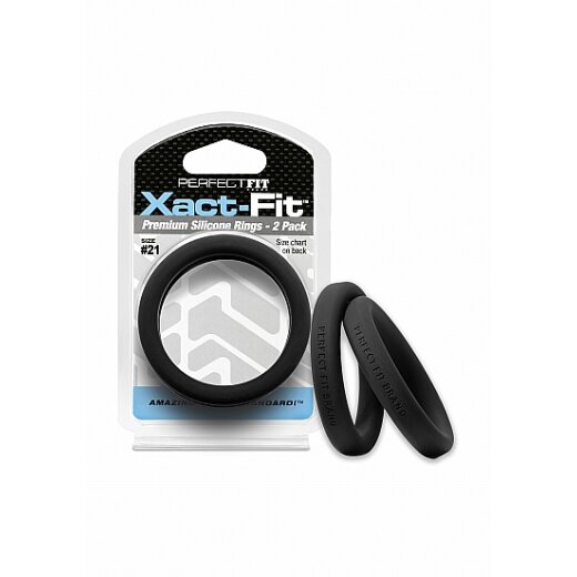 PERFECT FIT Xact-Fit 21 Premium Silikon Penisring 2 Stk 53,5mm Schwarz