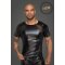 NOIR HANDMADE Herren T-Shirt aus Powerwetlook mit 3D Netzeins&auml;tzen L schwarz