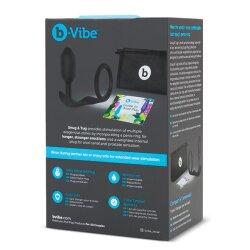 B-VIBE Snug &amp; Tug Penisring mit Analplug aus samtigem Silikon Schwarz