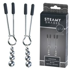 STEAMY SHADES Tweezer Nipple Clamps mit Metallperlen
