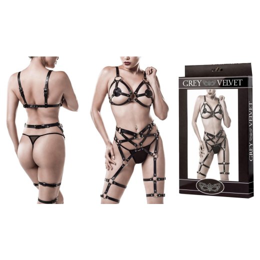 GREY VELVET Erotik-Set 3-teilig schwarz L-XL