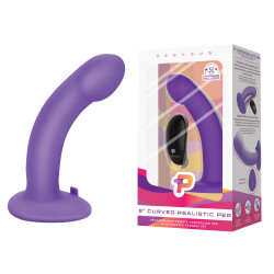 PEGASUS 6&quot; Curved Realistic Dildo mit Fernbedienung und Harness Set purple