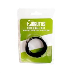 BRUTUS Click &amp; Go verstellbarer Penis und Hoden Ring aus Silikon schwarz