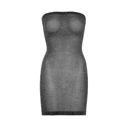 LEG AVENUE Shimmer Sheer Rhinestone Tube Dress Schwarz