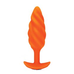 B-VIBE SWIRL strukturierter und vibrierender Analplug aus samtigem Silikon Orange