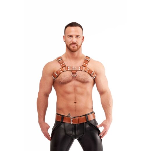 MR.B Leather Chest Harness Saddle Leather Brown