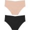 BYE BRA Invisible Panties 2 Pack Schwarz & Beige S