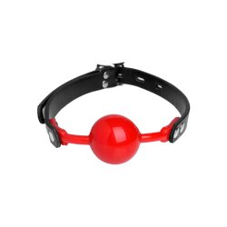 MASTER SERIES Mundknebel mit Ball Gag aus Silikon Schwarz/Rot