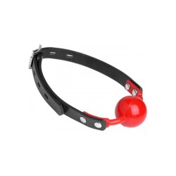 MASTER SERIES Mundknebel mit Ball Gag aus Silikon Schwarz/Rot