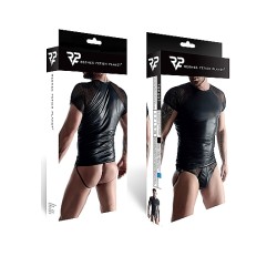 REGNES FETISH PLANET Mesh & Wetlook T-Shirt Schwarz M