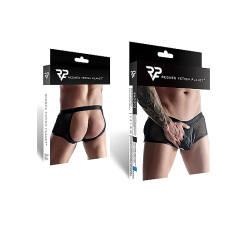 REGNES FETISH PLANET Mesh &amp; Wetlook Brief Bottomless Schwarz S