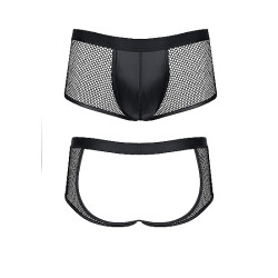 REGNES FETISH PLANET Mesh &amp; Wetlook Brief Bottomless Schwarz S