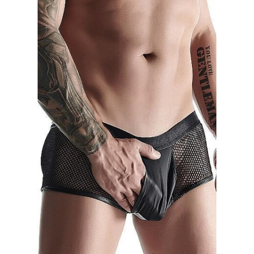 REGNES FETISH PLANET Mesh &amp; Wetlook Brief Bottomless Schwarz M