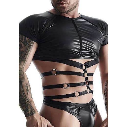 REGNES FETISH PLANET Wetlook T-Shirt &quot;Strappy&quot; Schwarz