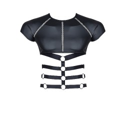 REGNES FETISH PLANET Wetlook T-Shirt "Strappy" Schwarz XL