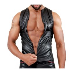 TOF Fetish Tank Top mit Reissverschluss Schwarz