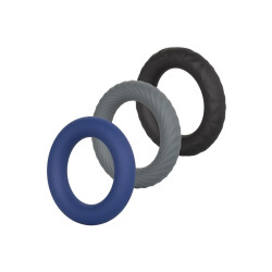 CALEXOTICS Link Up Ultra-Soft Extreme Penisring Set blau/grau/schwarz