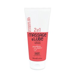 HOT 2in1 Massage &amp; Lube Strawberry Wasserbasiert 200ml