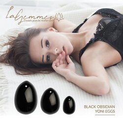 LA GEMMES Yoni Eier aus Obsidian 3er-Set