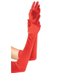 LEG AVENUE Extra lange Satin Handschuhe Rot