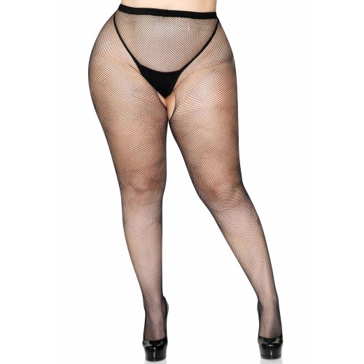 LEG AVENUE Queen Size Crotchless Pantyhose Schwarz