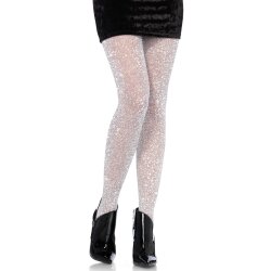 LEG AVENUE Lurex Pantyhose One-Size Weiss/Silbern