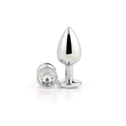 DREAM TOYS Plug aus Aluminium &amp; Zierstein  L Silber Klar