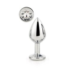 DREAM TOYS Plug aus Aluminium &amp; Zierstein M Silber Klar