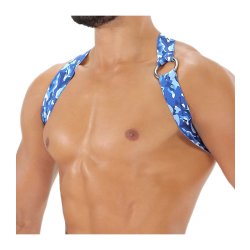 TOF Elastisches Harness Party Boy Blau Camo