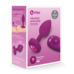 B-VIBE Vibrierender Analplug aus samtigem Silikon mit Zierstein &amp; Fernbedienung  S/M Pink Ruby