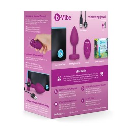 B-VIBE Vibrierender Analplug aus samtigem Silikon mit Zierstein &amp; Fernbedienung  S/M Pink Ruby