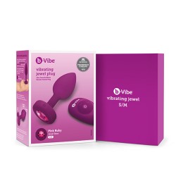 B-VIBE Vibrierender Analplug aus samtigem Silikon mit Zierstein &amp; Fernbedienung  S/M Pink Ruby