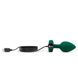 B-VIBE Vibrierender Analplug aus samtigem Silikon mit Zierstein &amp; Fernbedienung  M-L Emerald