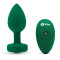 B-VIBE Vibrierender Analplug aus samtigem Silikon mit Zierstein &amp; Fernbedienung  M-L Emerald