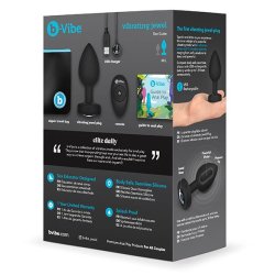 B-VIBE Vibrierender Analplug aus samtigem Silikon mit Zierstein &amp; Fernbedienung  M-L Black Diamond