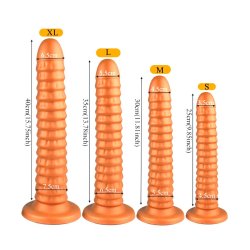 KIOTOS GOLDPLAY Dildo Ribbed M aus Soft Silikon Ø 4.5 - 5,5 x 30,0 cm Golden