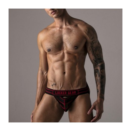 LOCKER GEAR Watch It Hard Jockstrap Schwarz/Rot