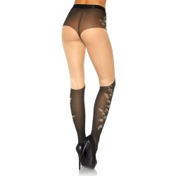 LEG AVENUE Wickelstrumpfhosen mit floralem Muster One-Size Schwarz
