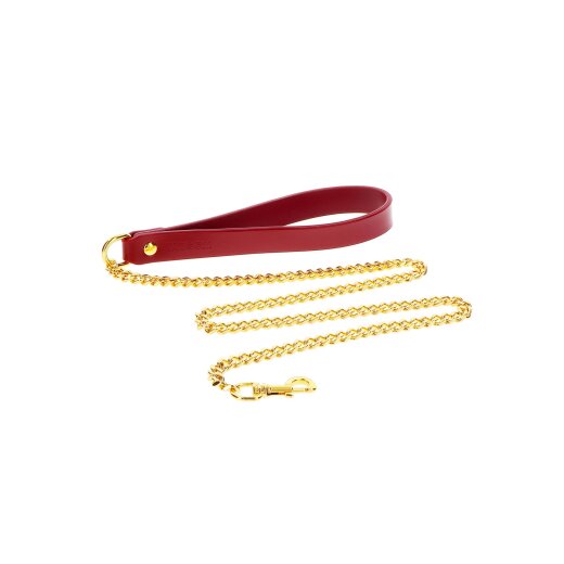 TABOOM Leine mit goldener Kette und Halteschlaufe aus PU-Leder Rot &amp; Gold