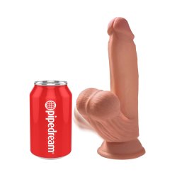 KING COCK PLUS 3D Dildo mit schwingenden Hoden & Saugfuss Caramel 21,5 cm