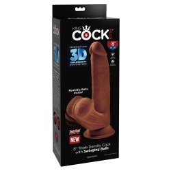 KING COCK PLUS 3D Dildo mit schwingenden Hoden &amp; Saugfuss Braun 24.5cm