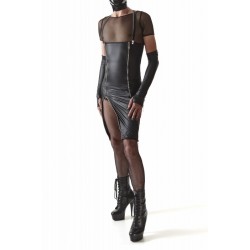 REGNES FETISH PLANET Kleid mit Hosentr&auml;gern und Handschuhen Schwarz M