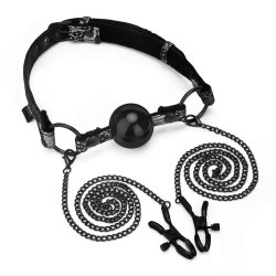 STEAMY SHADES Ball Gag mit Nippelklammern