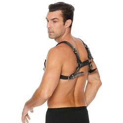 OUCH Harness Brust Bulldog aus Bonded Leder L/XL Schwarz