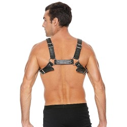 OUCH Harness Brust Bulldog aus Bonded Leder S/M Schwarz