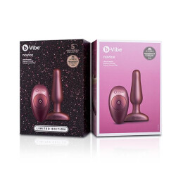 B-VIBE Novice vibrierender Analplug aus samtigem Silikon mit Fernbedienung Galaxy Plum LIMITIERTE AUSGABE